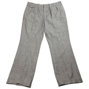 Vintage Nowells Corbin Ltd Glen Plaid Dress Pants Mens 40 Gray Wool Pleated USA